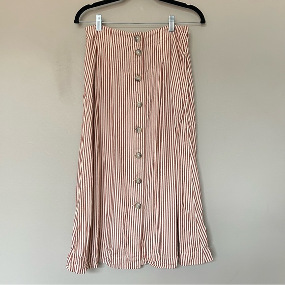 Madewell Striped Button-Down Midi Skirt - Picture 3 of 9